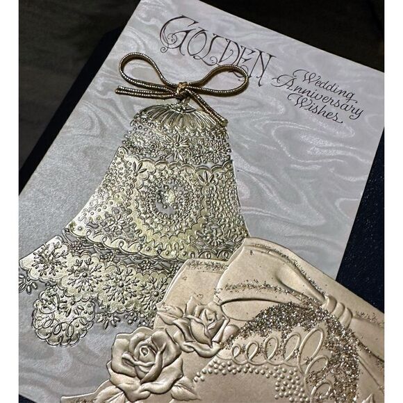 Vintage 1960s Greeting Card 50th Gold Wedding Anniversary Lot 5 Hallmark Gibson - Picture 6 of 11